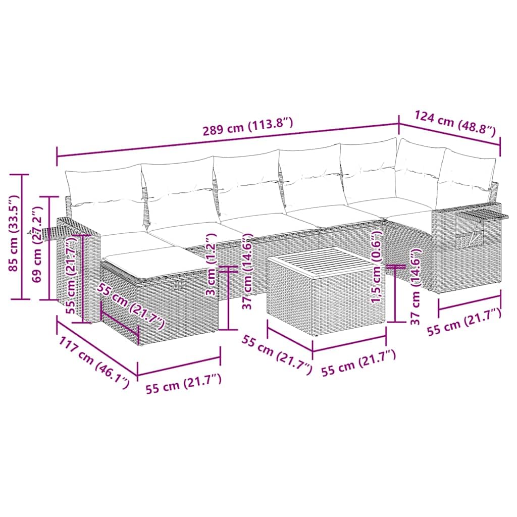 vidaXL Heim & Garten 8-tlg Garten-Sofagarnitur Schwarz Poly Rattan