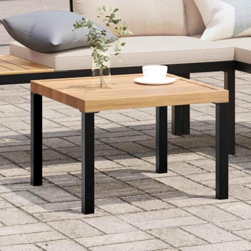 vidaXL Garten-Couchtisch 55x55x39,5 cm Stahl Schwarz-Braun
