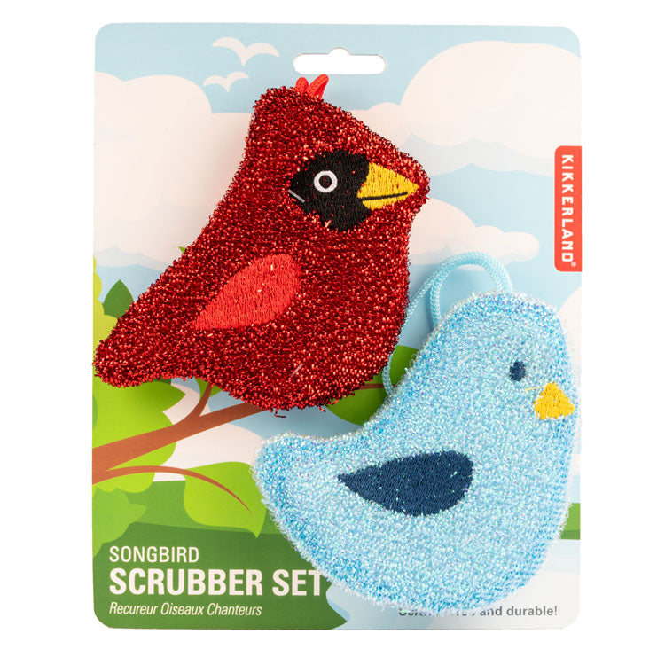 Kikkerland Home Songbird Spülschwamm Set 2 Stück kratzfrei