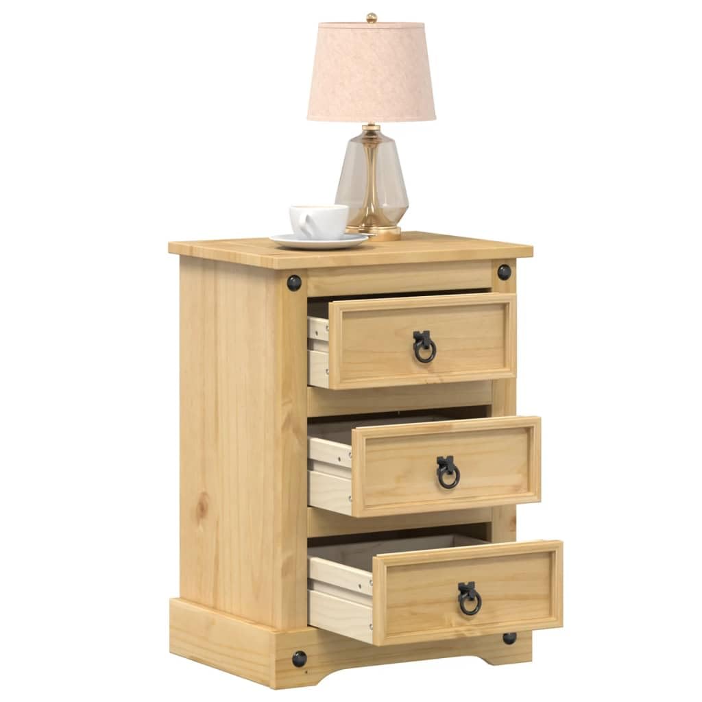 vidaXL Möbel Nachttisch Corona Kiefer 45x35x64 cm 3 Schubladen