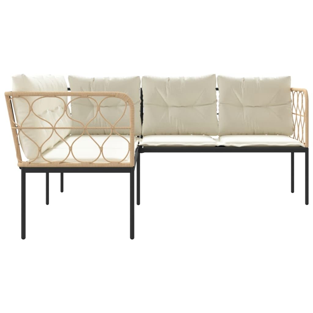 vidaXL Heim & Garten Gartensofa L-Form weiß Textilene mit Kissen