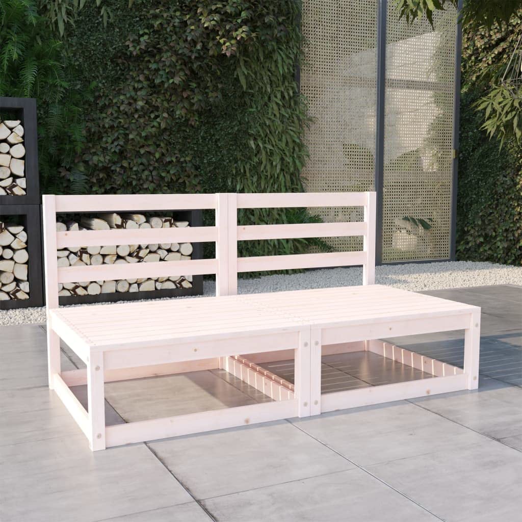 vidaXL Heim & Garten Gartensofa 2-Sitzer Holz Weiß modular