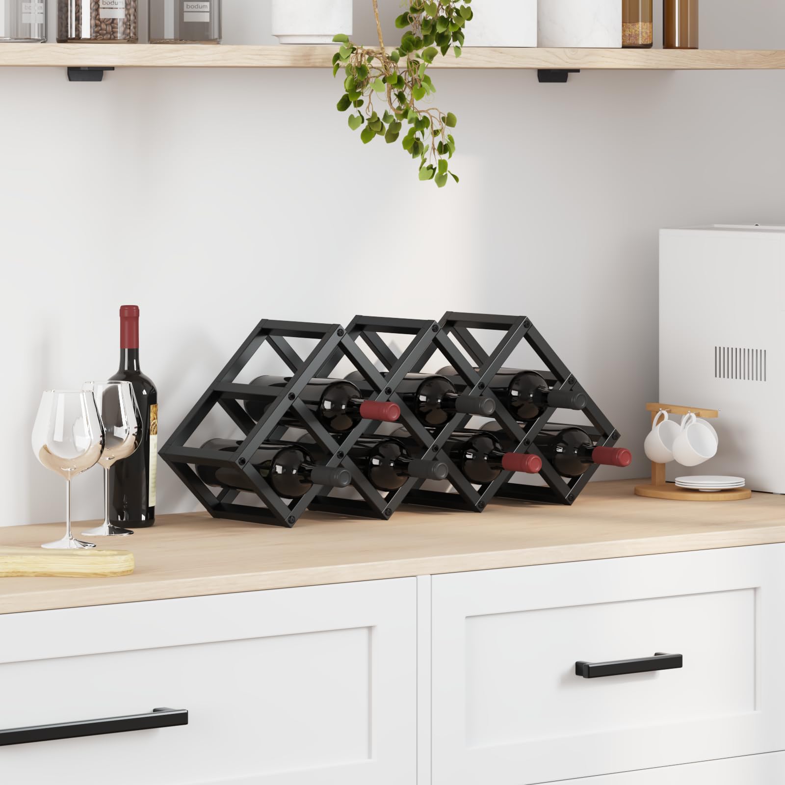 vidaXL Möbel Weinregal Schwarz Eichen-Optik 63x16,5x25 cm