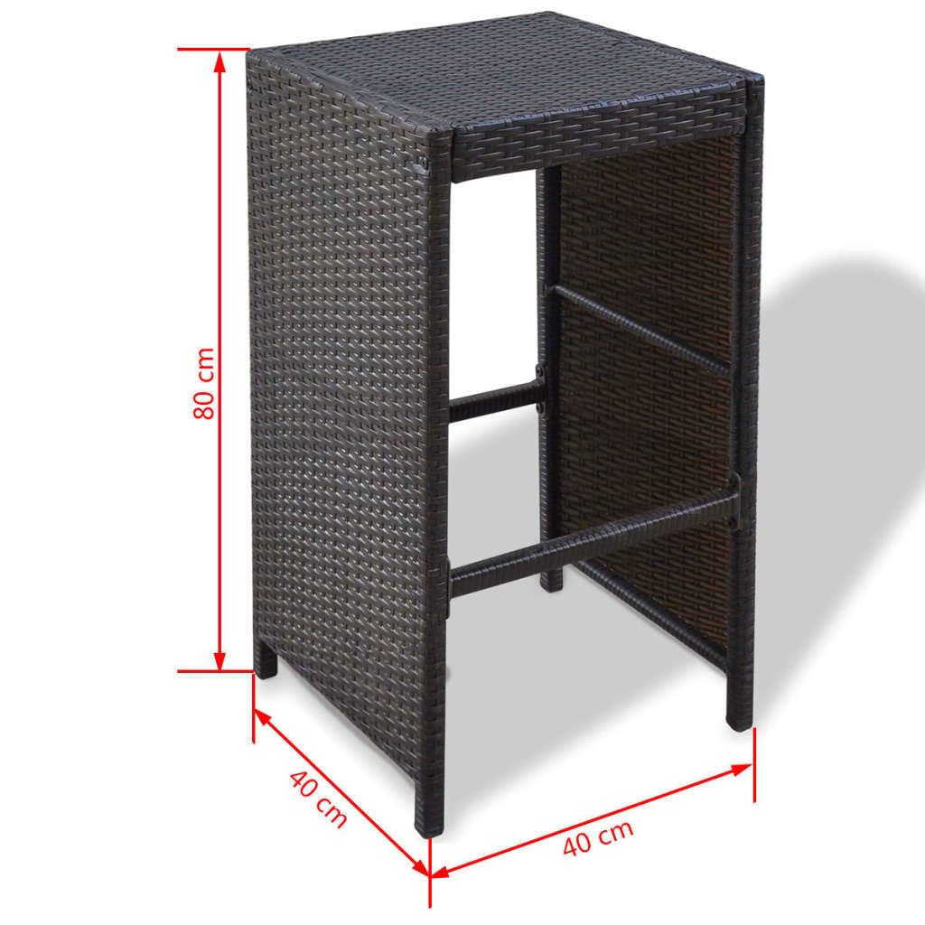vidaXL Gartenbar Set 7-tlg PE Rattan Braun Bartisch 6 Hocker