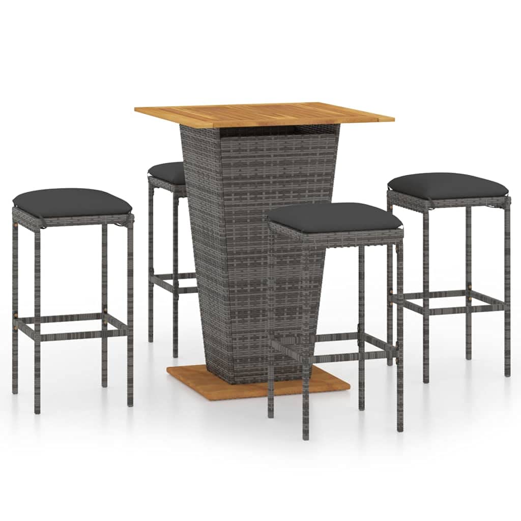 vidaXL Heim & Garten Gartenbar-Set 5-tlg grau mit Kissen