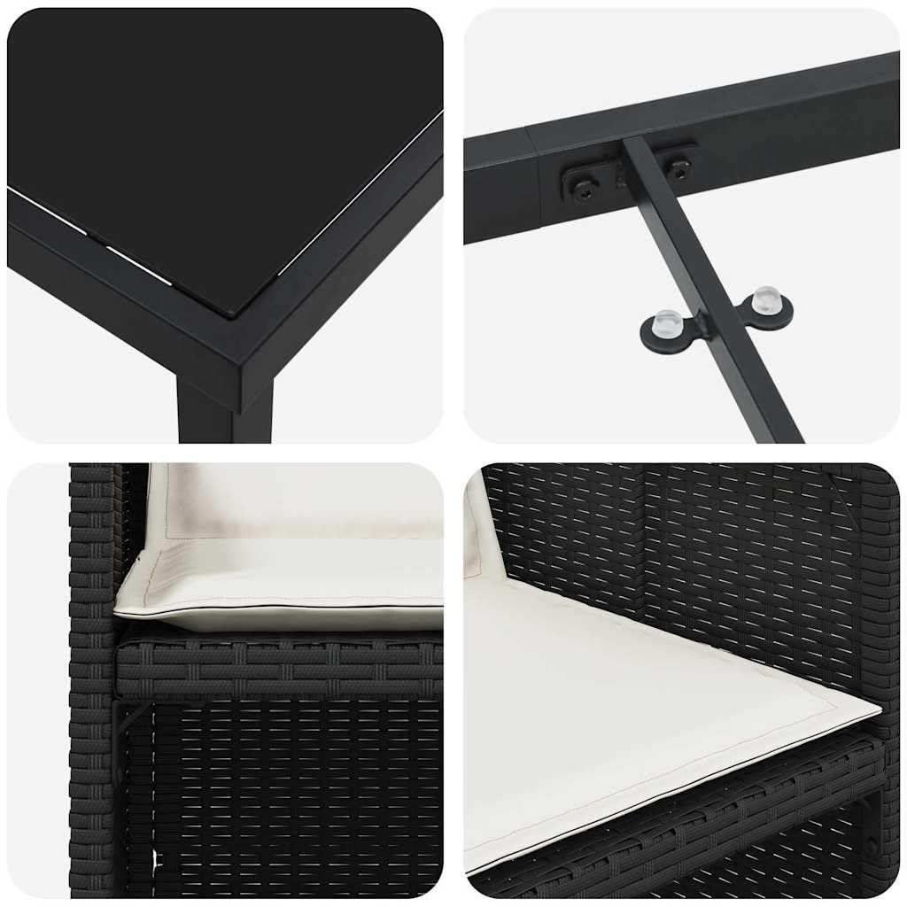 vidaXL Heim & Garten Essgruppe 9-tlg Schwarz Poly-Rattan 200cm