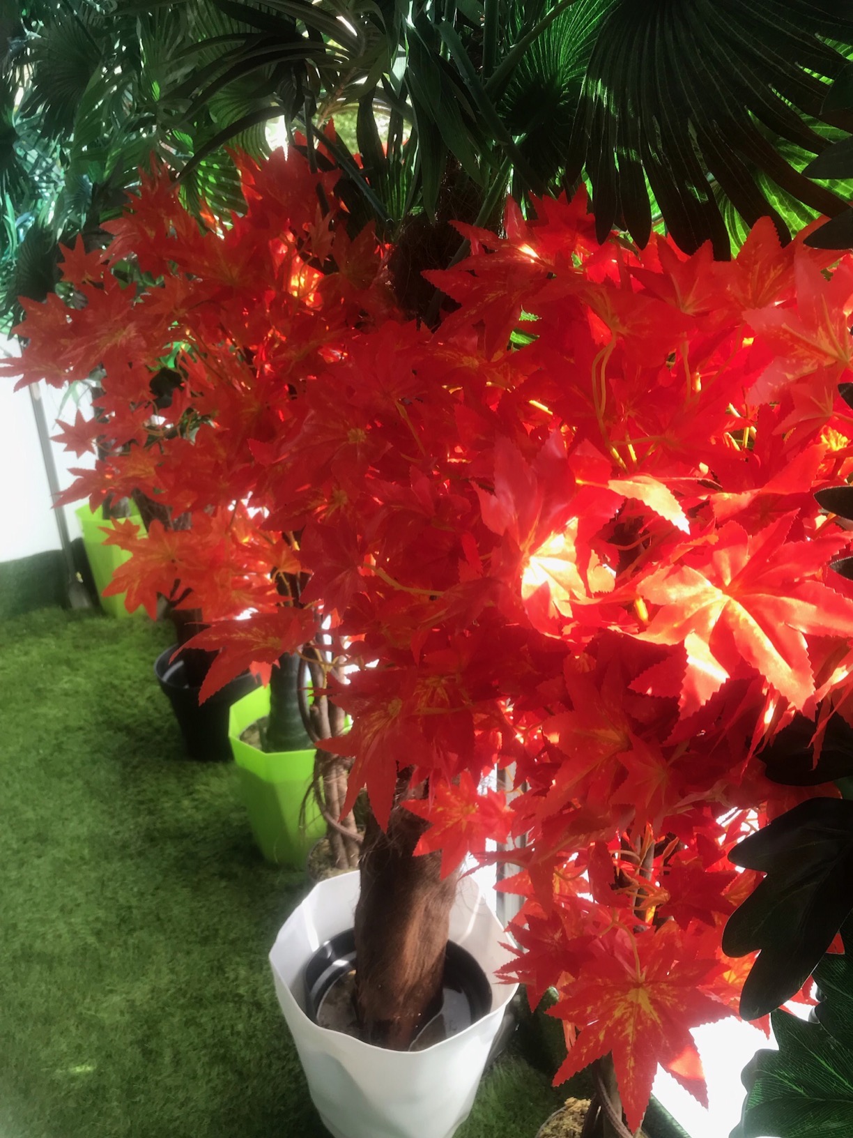 vidaXL Ahornbaum künstlich 120 cm Kunstpflanze Rot Topf