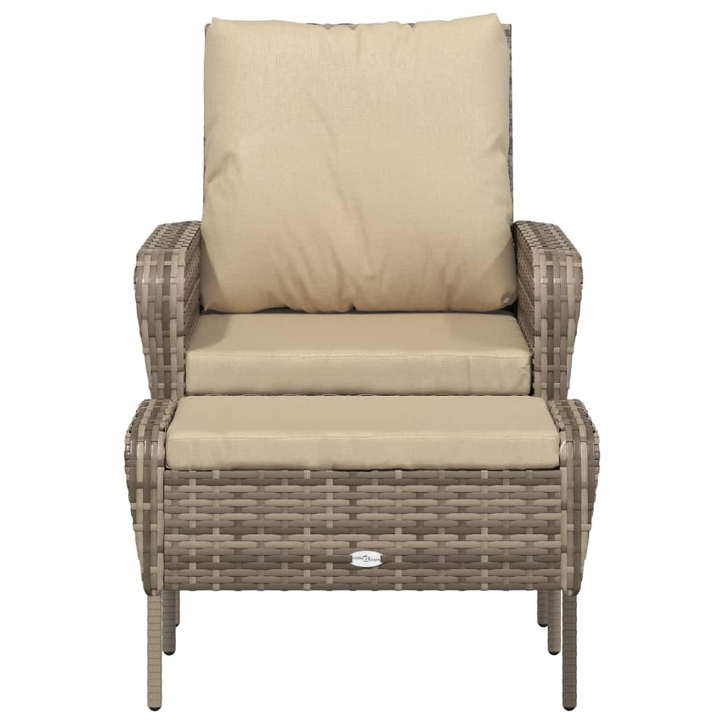 vidaXL Gartenstuhl mit Hocker Hellbraun Poly Rattan Gartensessel