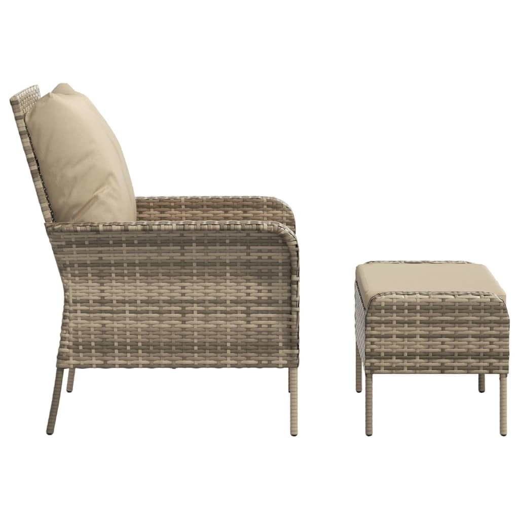 vidaXL Gartenstuhl mit Hocker Hellbraun Poly Rattan Gartensessel