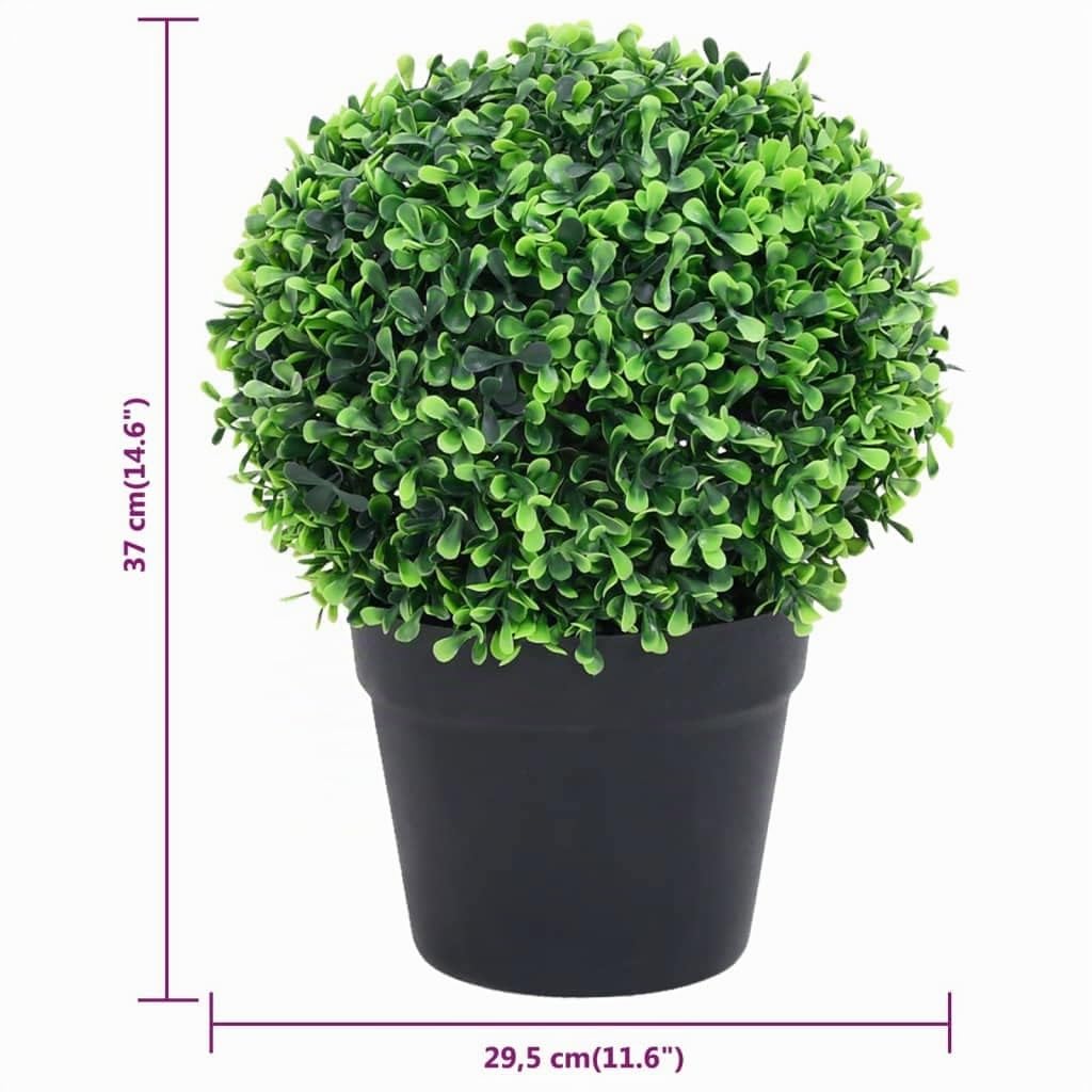 vidaXL Künstliche Buchsbäume Kugel Grün 2er-Set