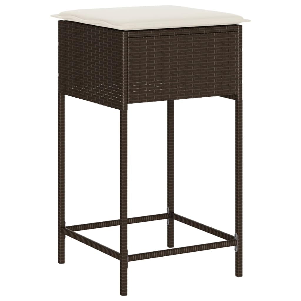 vidaXL Heim & Garten 3-tlg. Gartenbar-Set Braun Poly Rattan Kissen