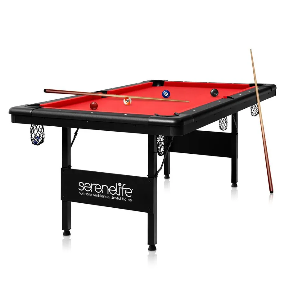 Serenelife Game Tables Billardtisch 6FT Rot Klappbar Komplettset