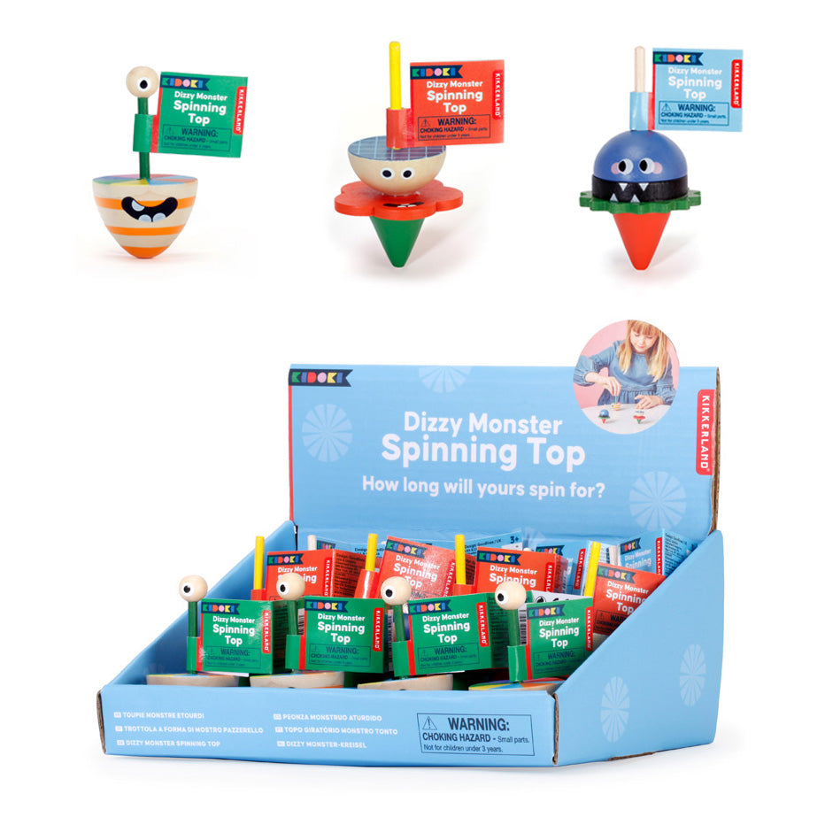 Kikkerland Kidoki Kreisel Monster Spielzeug sortiert