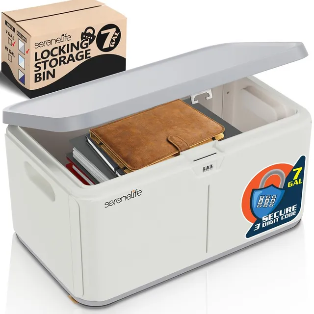 Serenelife Storage Aufbewahrungsbox abschließbar 27L Grau