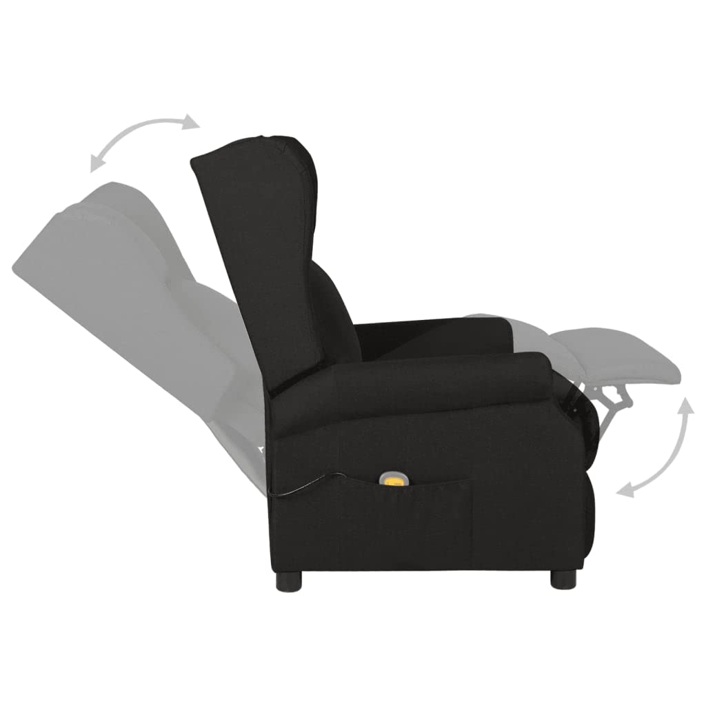 vidaXL Massagesessel Schwarz Stoff Liegefunktion Sessel