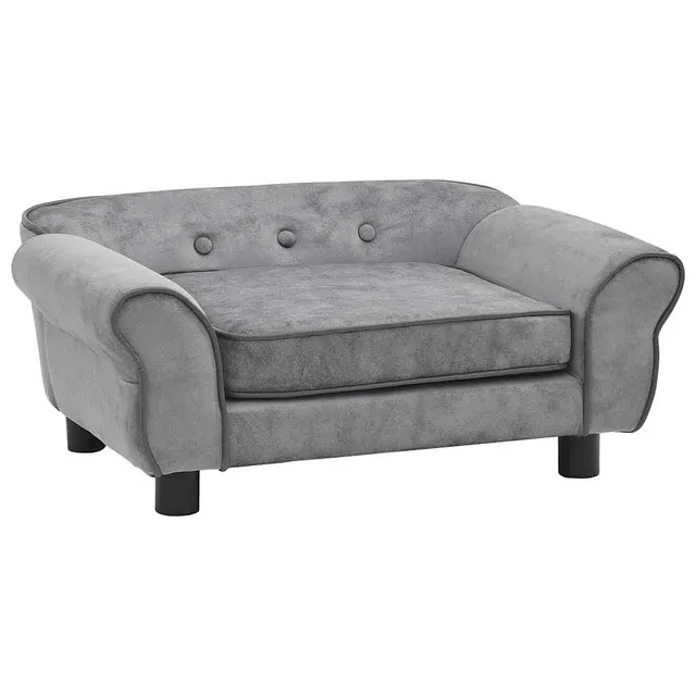 vidaXL Hundesofa Grau Plüsch 72x45x30cm Haustiersofa