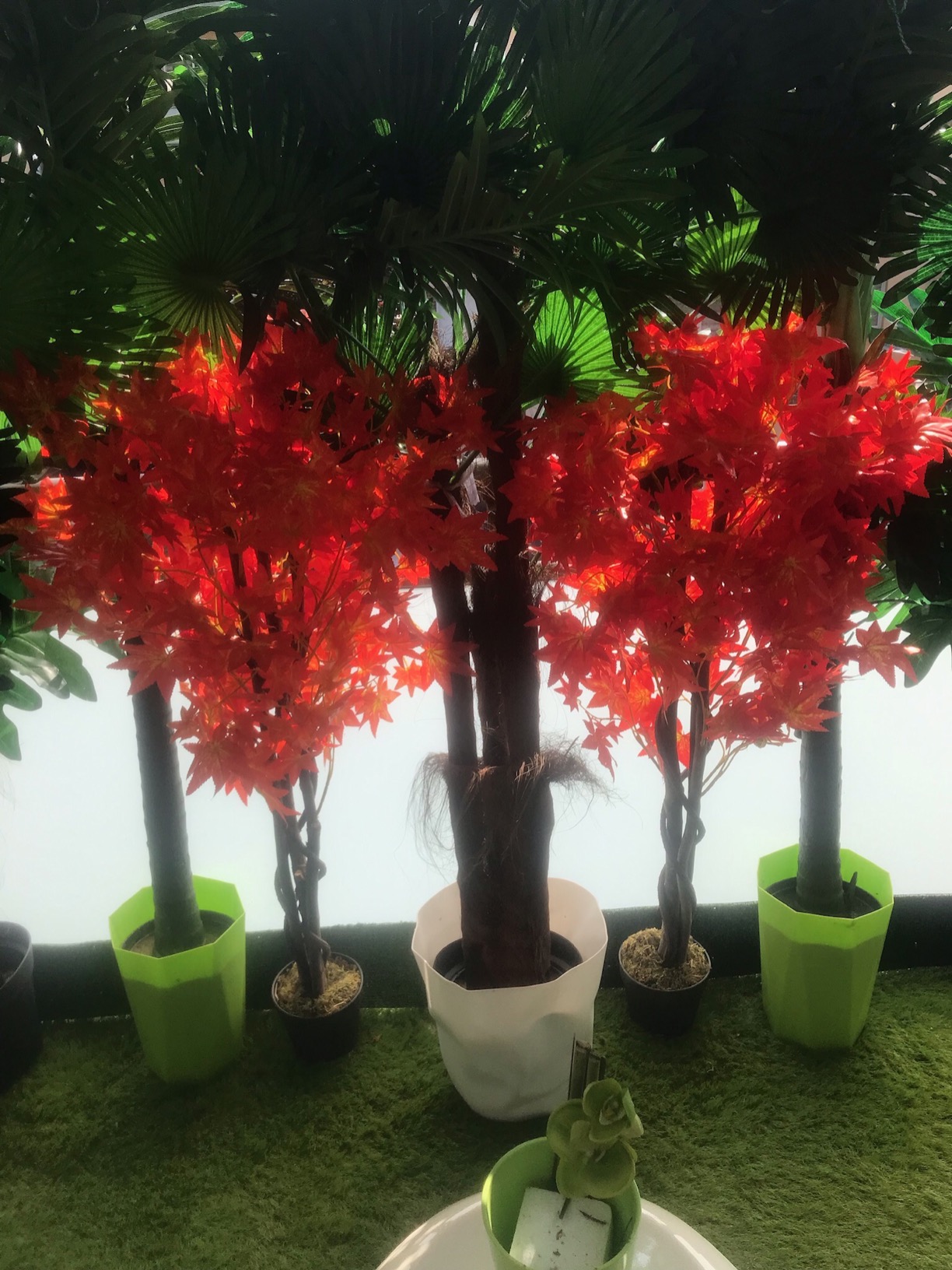 vidaXL Ahornbaum künstlich 120 cm Kunstpflanze Rot Topf