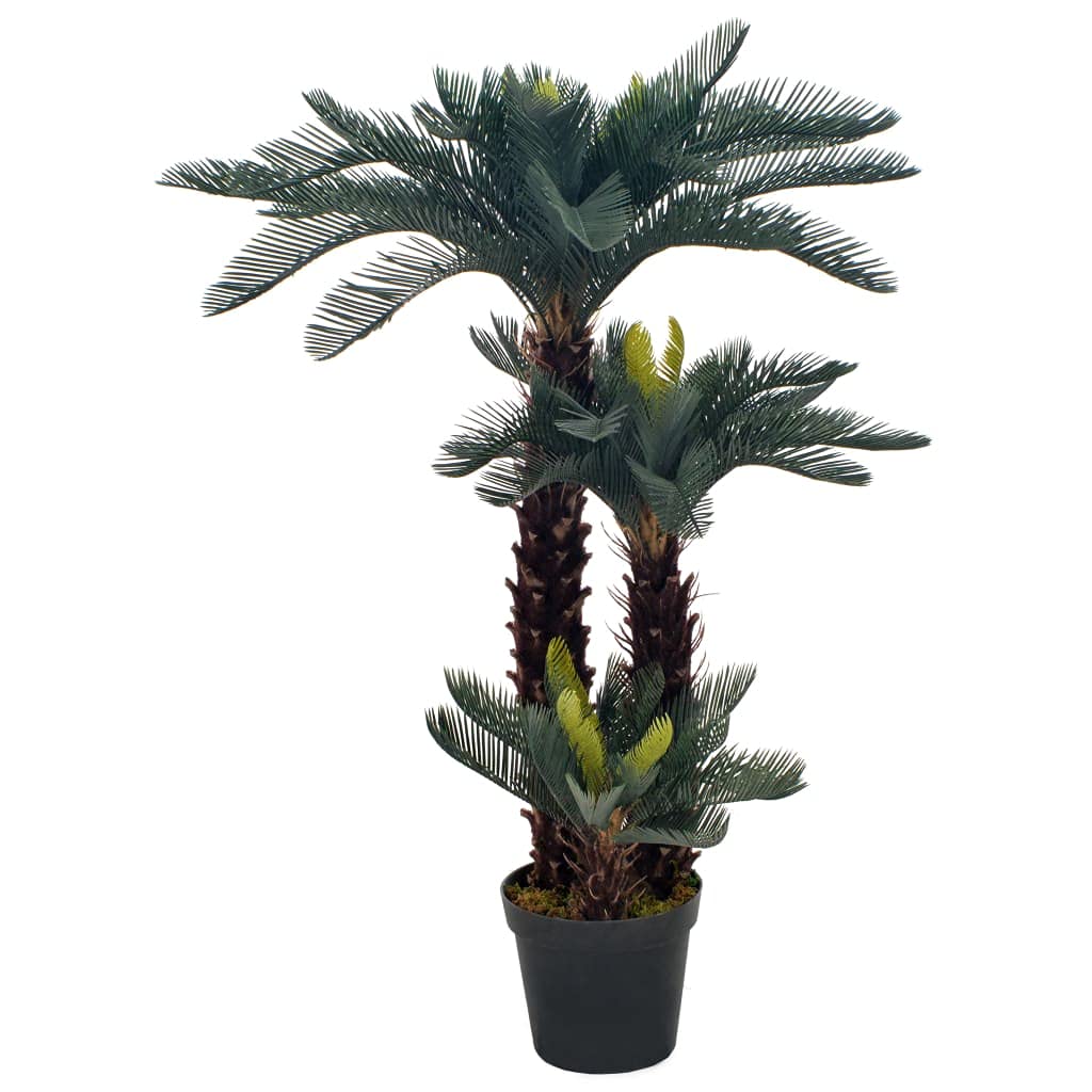 vidaXL Cycas-Palme Kunstpflanze Grün 90 cm mit Topf