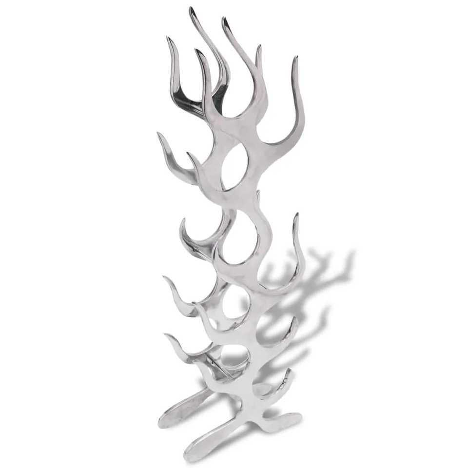 vidaXL Möbel Weinregal Flammenform Silber 9 Flaschen