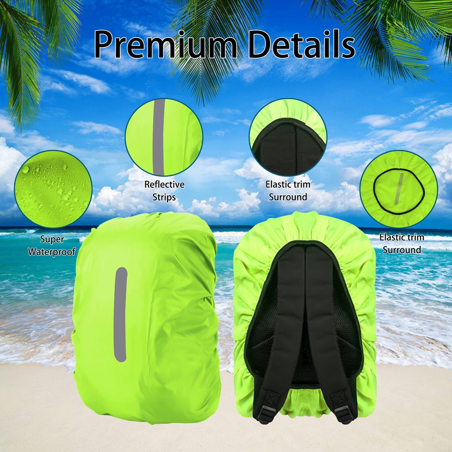 Intirilife Rucksack Regenschutz Gelb 55L Reflektor