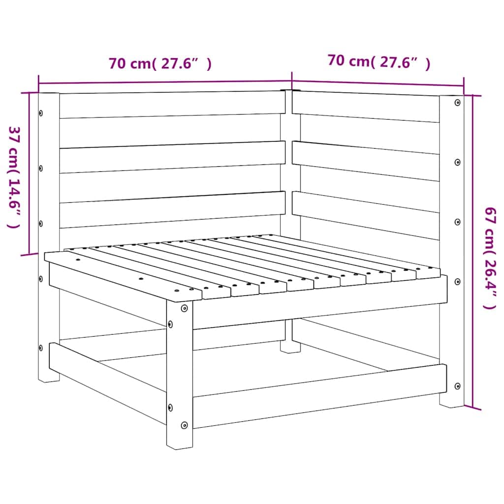 vidaXL Garten-Ecksofas 2 Stk 70x70 cm Natürliche Kiefer