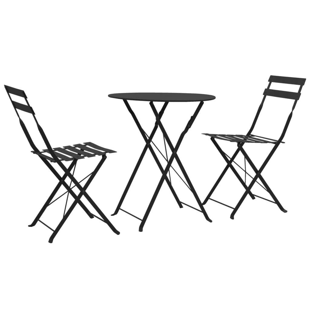 vidaXL Heim & Garten Bistro-Set Stahl Bistroset Grau klappbar
