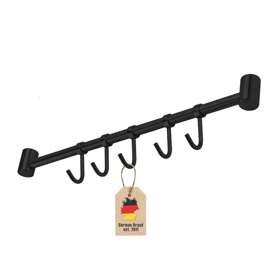 Intirilife Kleiderbügel Hängeleiste 5 Haken schwarz 35,8 cm
