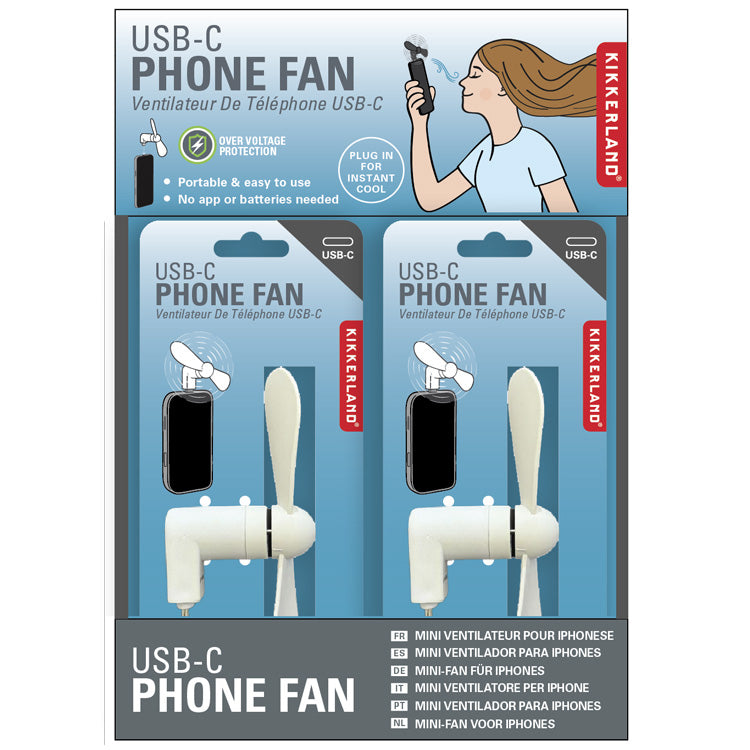 Kikkerland USB-C Phone Fan Handy-Ventilator USB-C tragbar