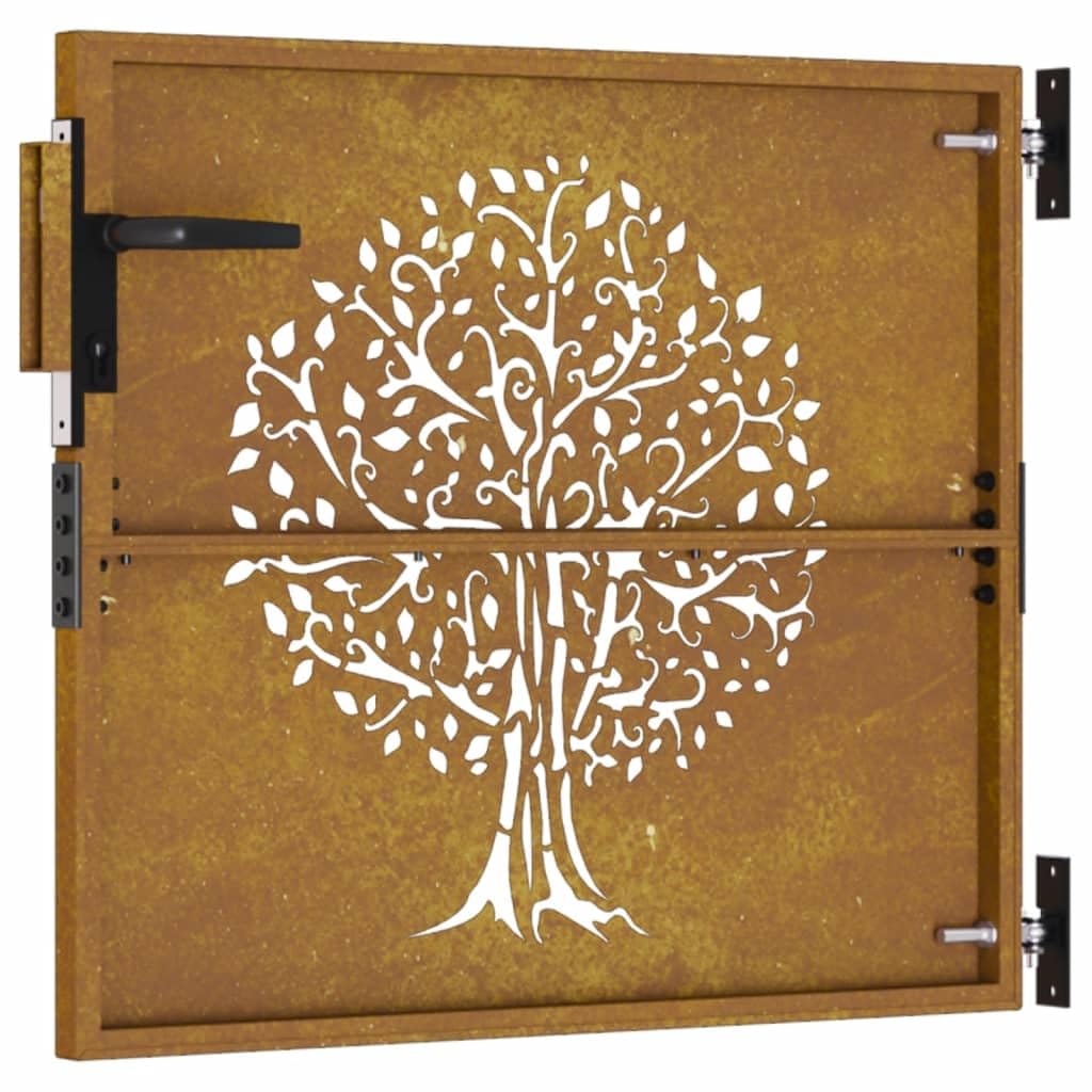 vidaXL Heim & Garten Gartentor Cortenstahl 85x100 cm Baum-Design