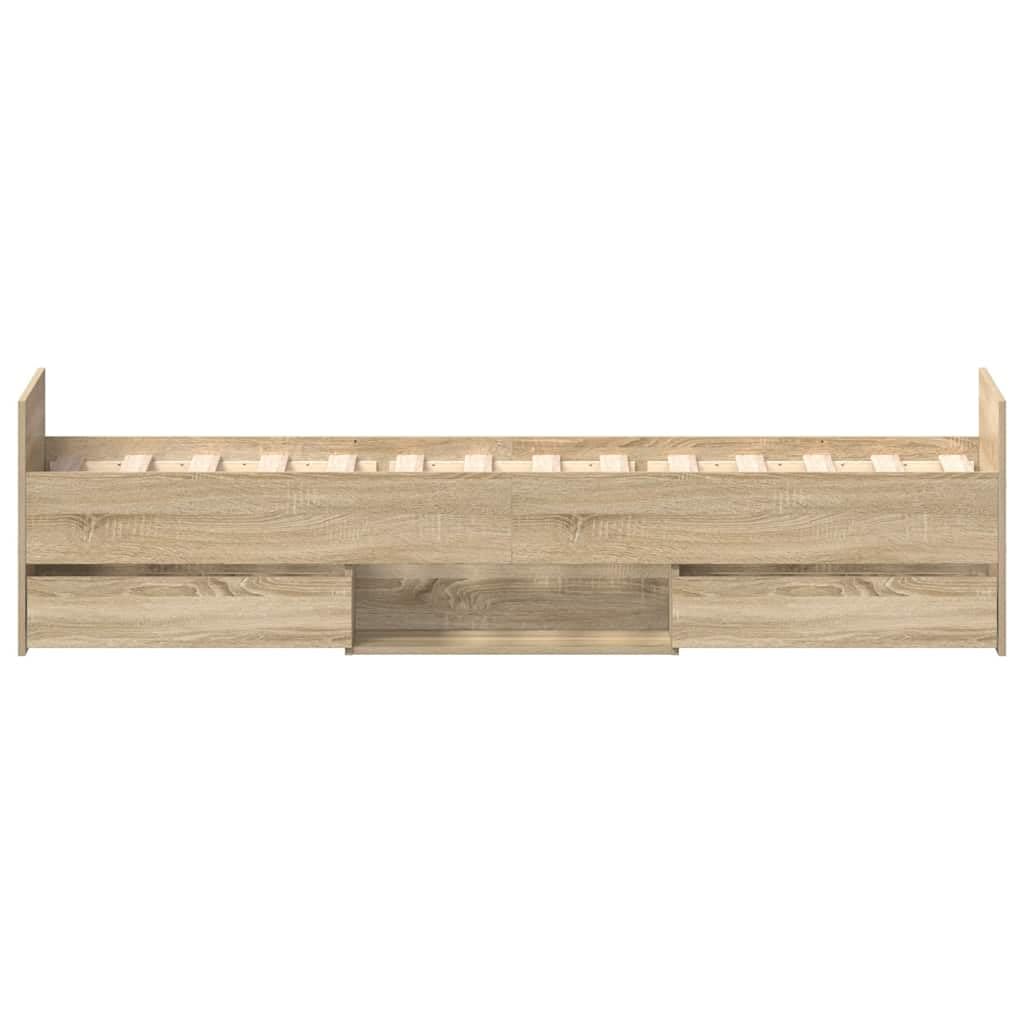 vidaXL Bettgestell 90x200 Sonoma-Eiche mit Stauraum