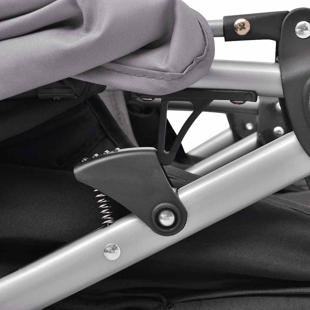 vidaXL Zwillingsbuggy Grau Klappbar Geschwisterwagen Doppelbuggy
