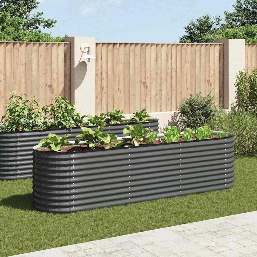vidaXL Hochbeet 320x80x81 cm Pflanzkasten Grau Stahl