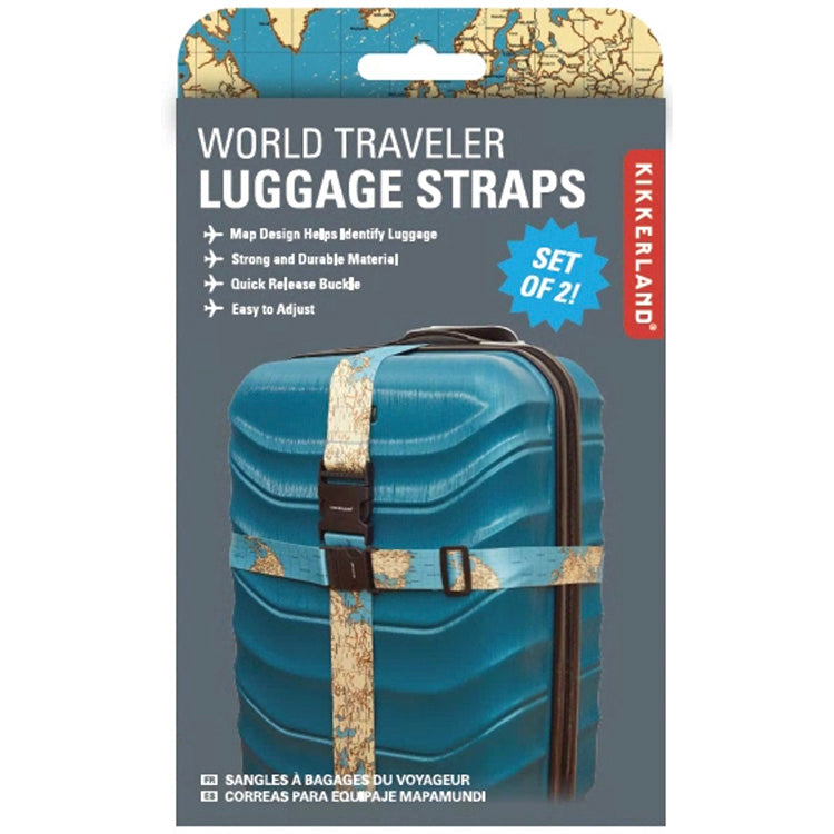 Kikkerland On-The-Go World Traveler Koffergurt 2er Set bunt
