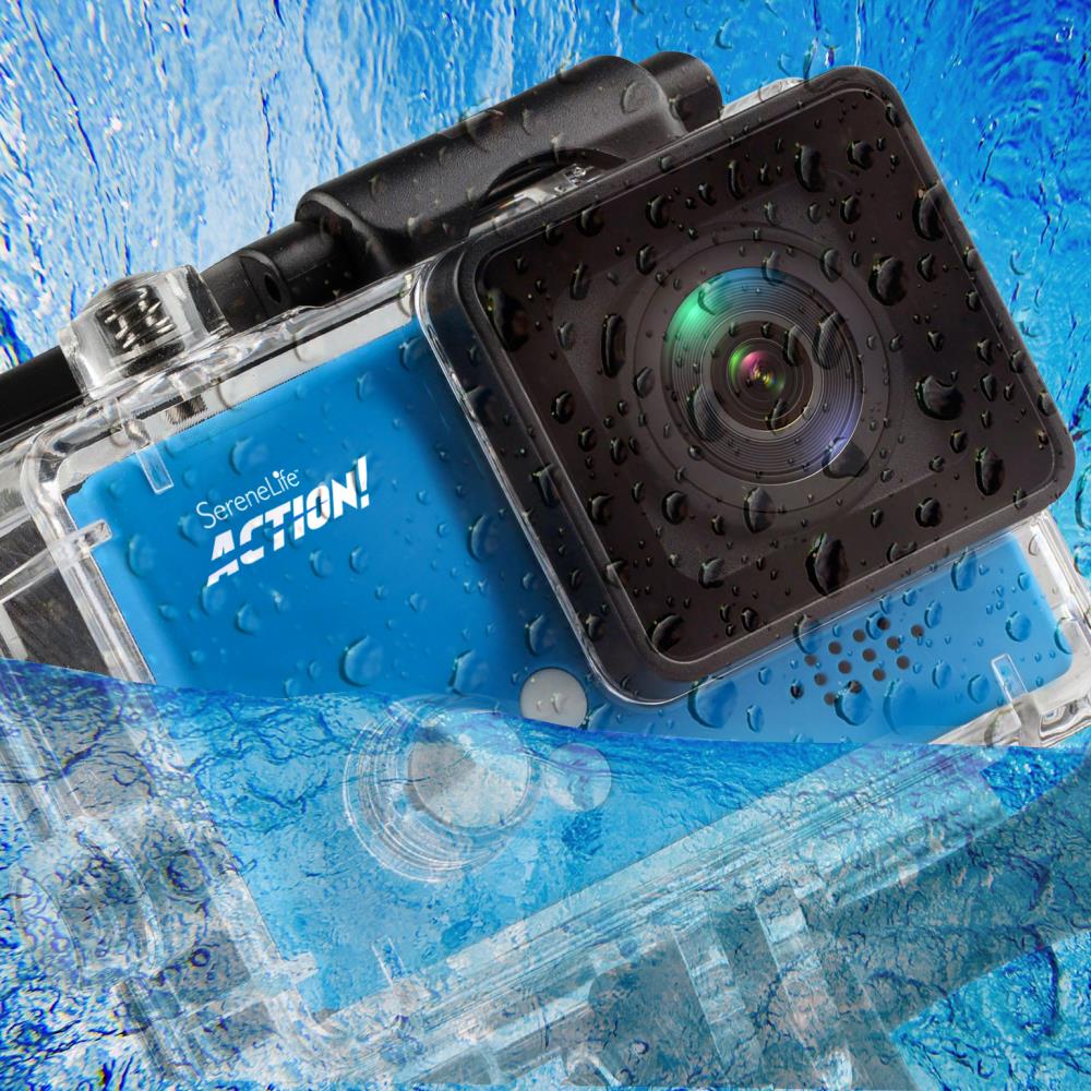 Serenelife 4K Action Cam Actionkamera Blau Slow-Mo WiFi