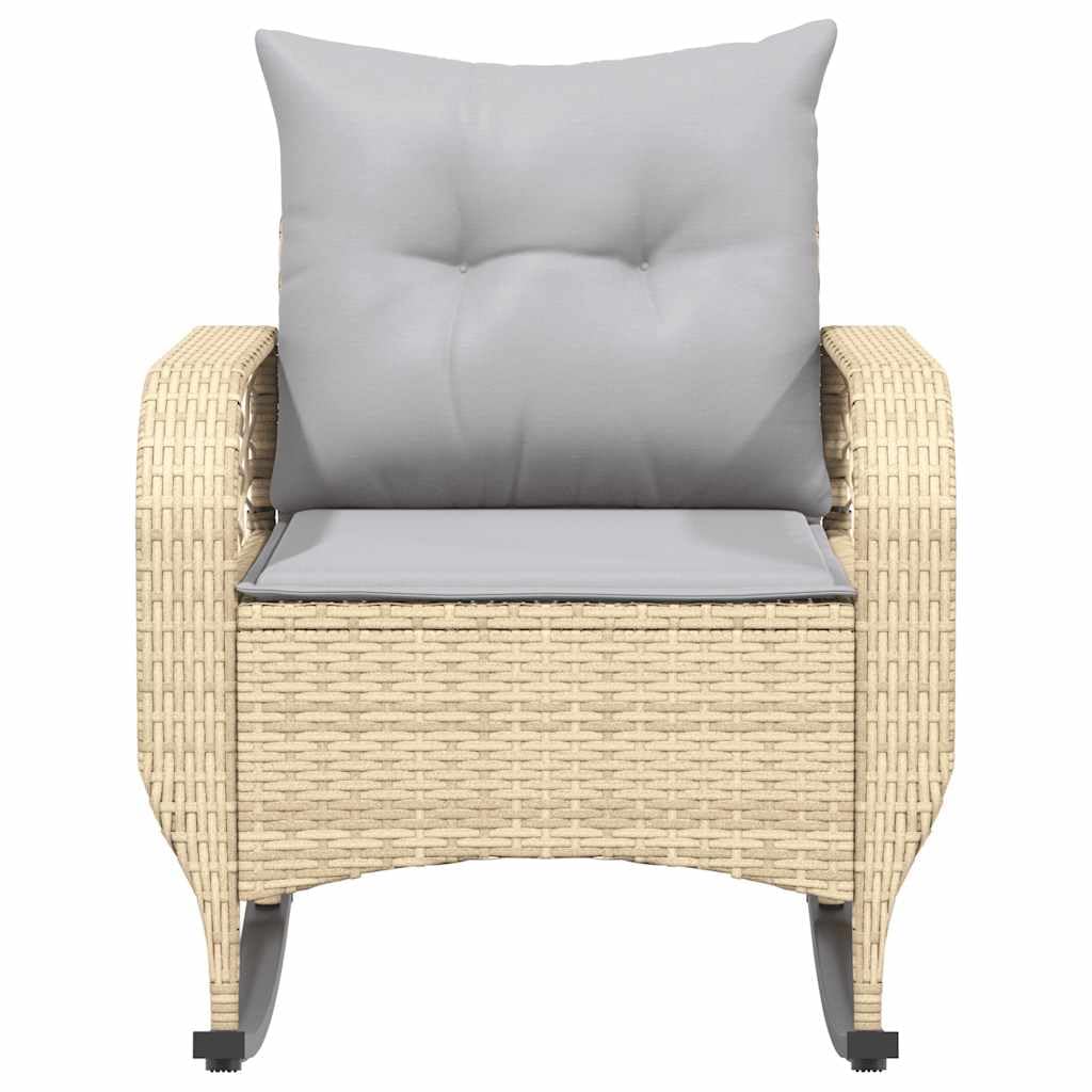 vidaXL Heim & Garten Schaukelstuhl Beige-Grau Poly Rattan