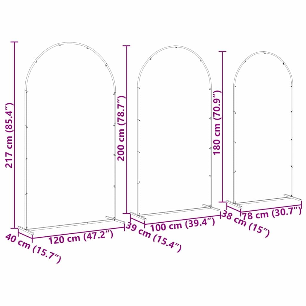 vidaXL Heim & Garten Hochzeitsbogen Weiß 3 Stk 120 cm Stahl