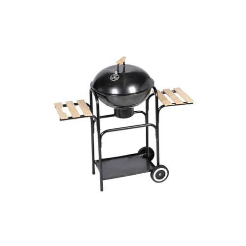 vidaXL Kugelgrill Holzkohlegrill schwarz 44 cm mit Wagen