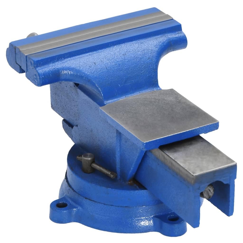 vidaXL Schraubstock Tischschraubstock 100mm Blau Gusseisen