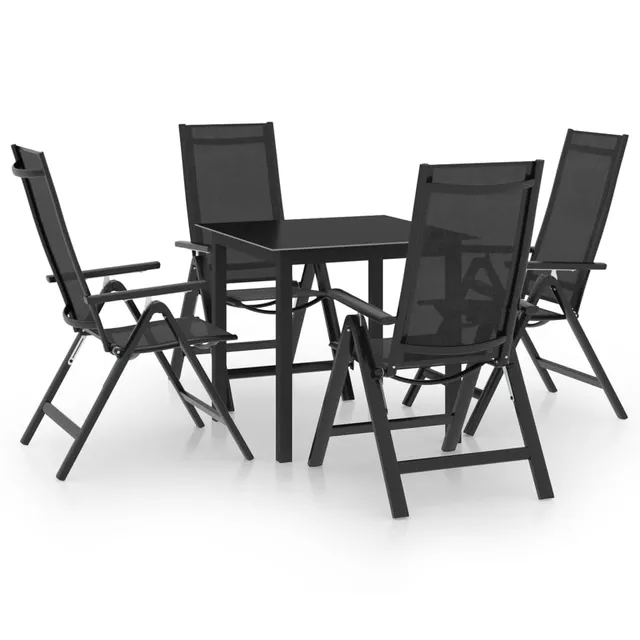 vidaXL Garten-Essgruppe 5-tlg Aluminium Anthrazit 4 Stühle
