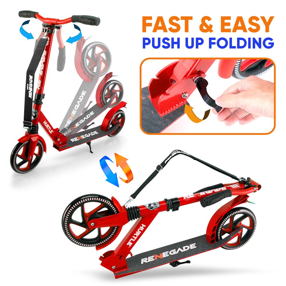 Serenelife Kick Scooter Roller klappbar Rot Alu-Deck