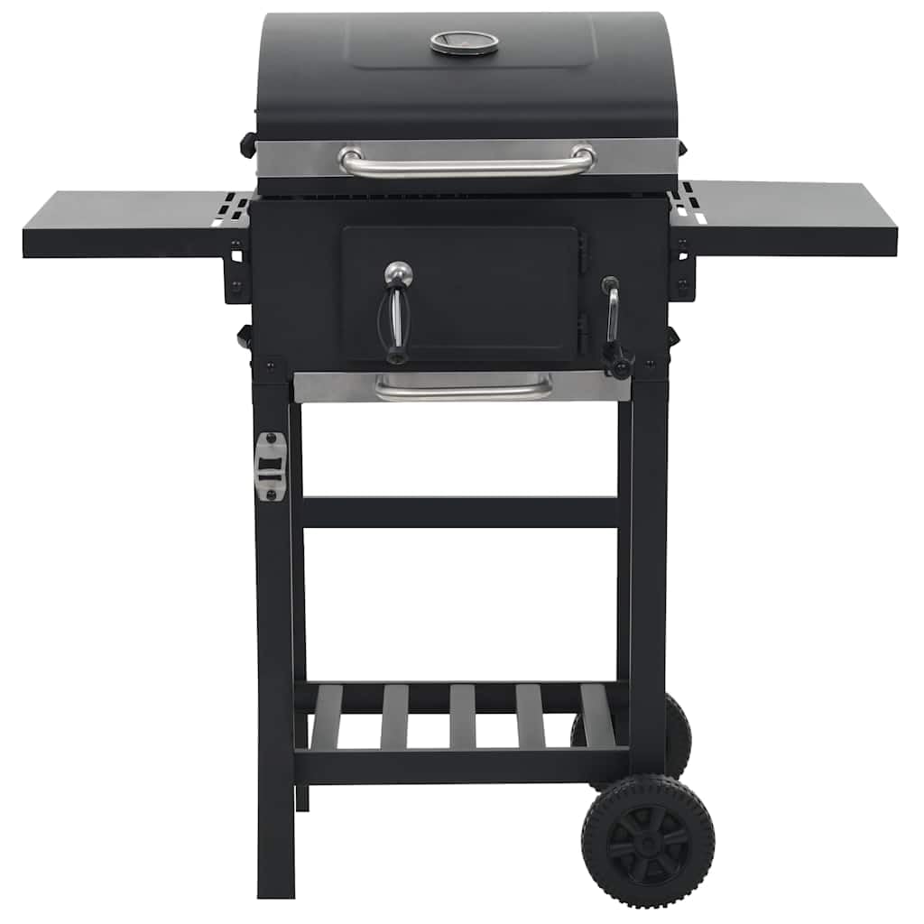 vidaXL Holzkohlegrill mit Ablage Grill Schwarz mit Thermometer