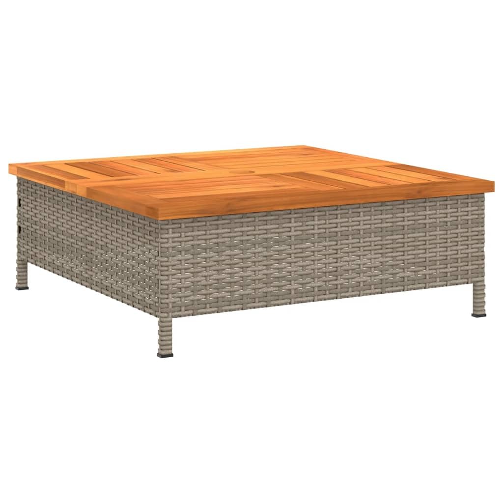 vidaXL Gartentisch Grau Rattan Akazienholz 70x70 cm kaufen