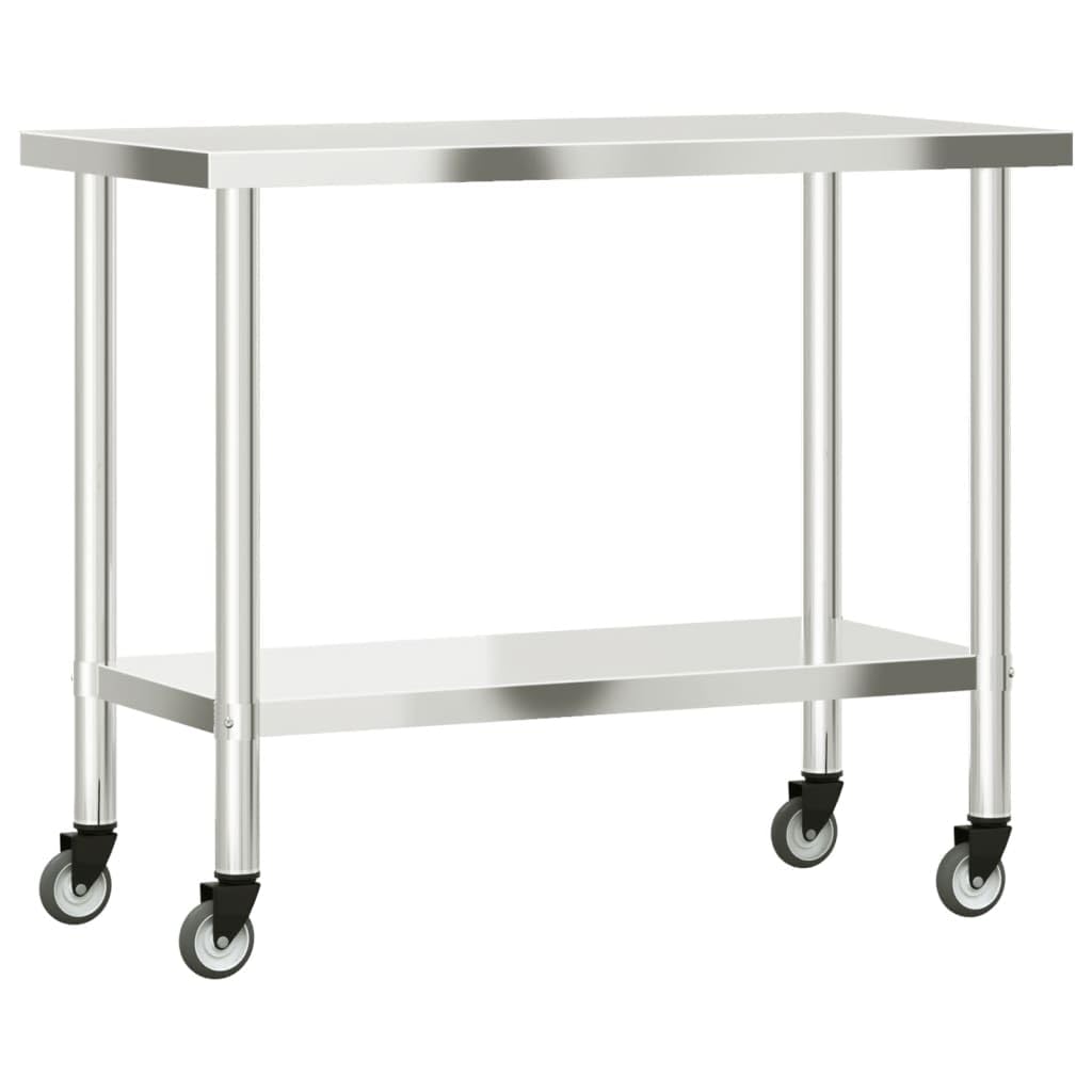 vidaXL Heim & Garten Küchen-Arbeitstisch Edelstahl 110x55x85 cm mit Rollen