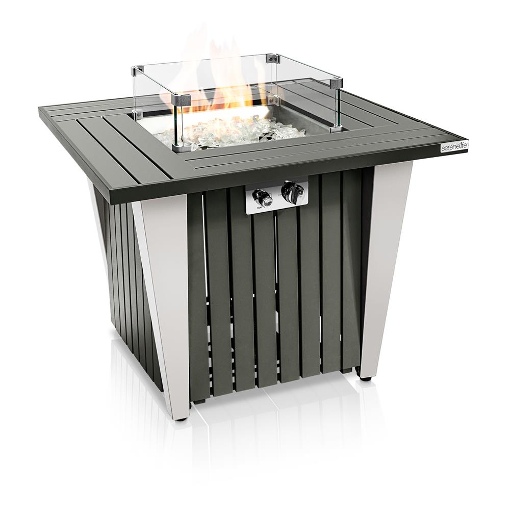 Serenelife Fire Pit Gas-Feuertisch 50.000 BTU Edelstahl mit Abdeckung