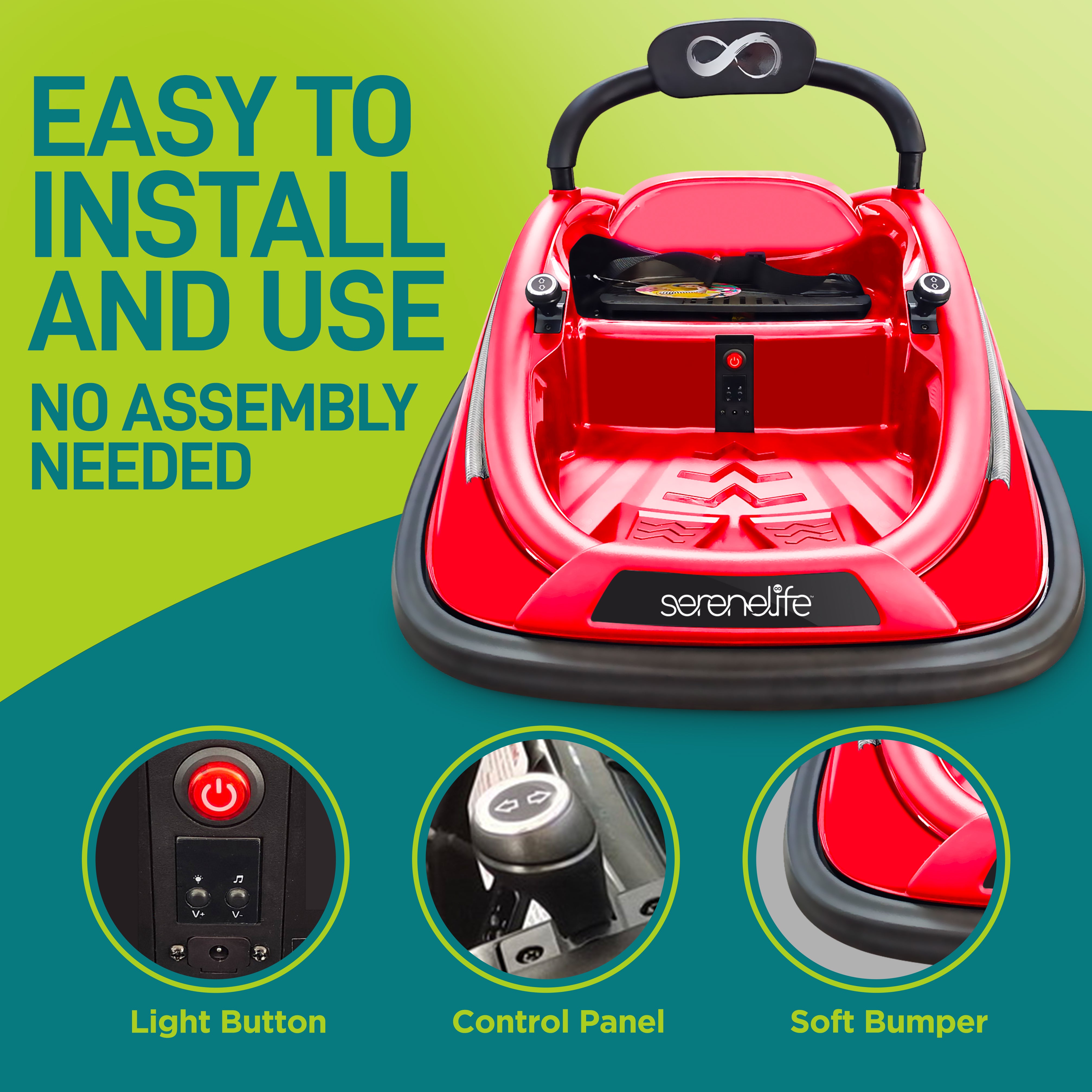 Serenelife Bumper Car Kinder Autoscooter Lila 12V mit Fernbedienung