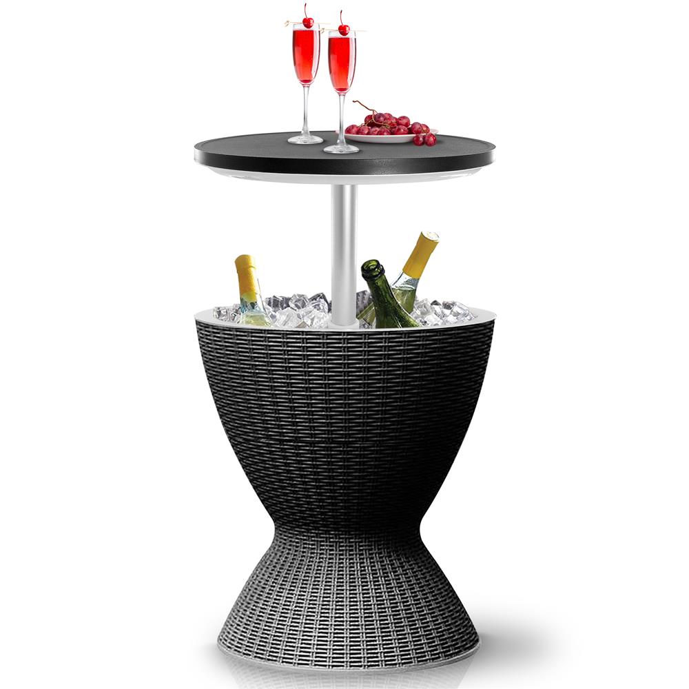 Serenelife Furniture Kühlbar Tisch Schwarz Rattan 28 L