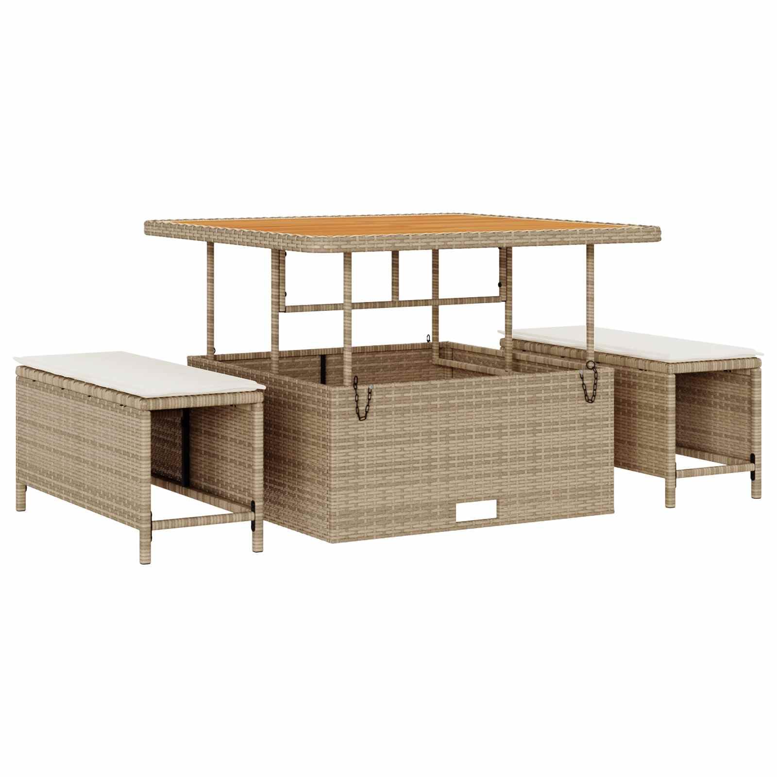 vidaXL Heim & Garten Gartensofa-Set 12-tlg Beige 100x100 Tisch
