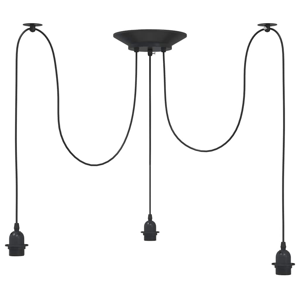 vidaXL Pendelleuchte 3-flammig E27 Schwarz Metall Vintage