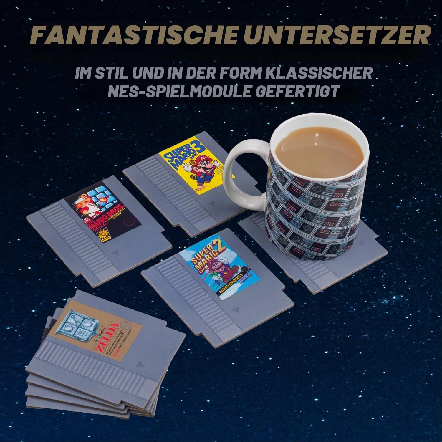 Paladone Drinkware Nintendo NES Untersetzer 8er Set Retro