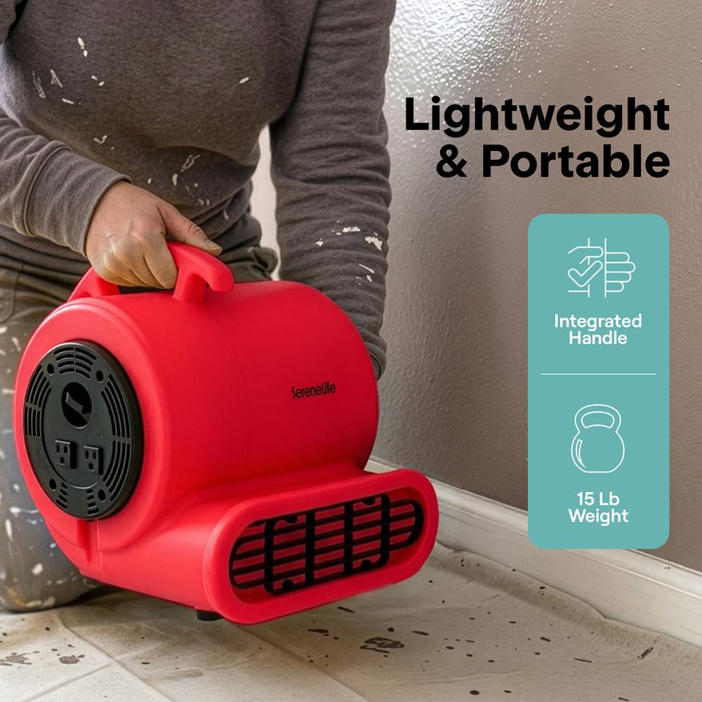 Serenelife Portable AC Air Mover Gebläse Rot 1000 CFM